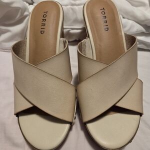 Torrid Women's Beige Cross-Band Mules